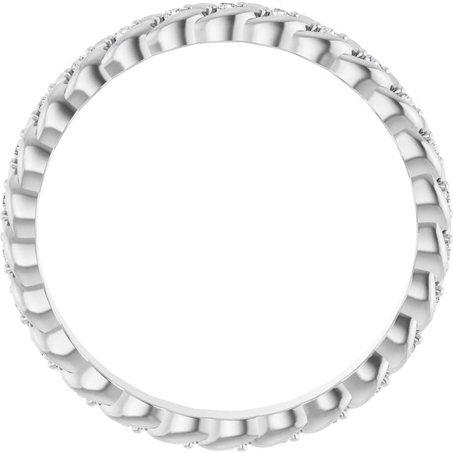 14K White 1/5 CTW Natural Diamond Rope Eternity Band Size 7