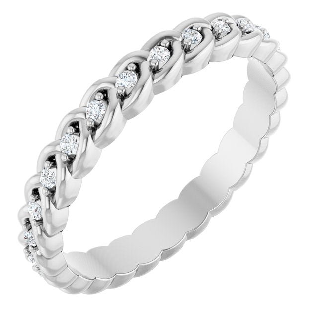 14K White 1/5 CTW Natural Diamond Rope Eternity Band Size 7