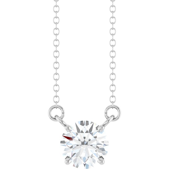 3/4 CT Lab-Grown Diamond Solitaire Necklace in 14K White Gold, view 1