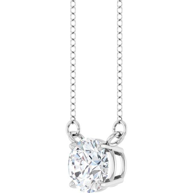 3/4 CT Lab-Grown Diamond Solitaire Necklace in 14K White Gold, view 2