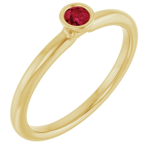3 mm Natural Ruby Stackable Ring in 14K Yellow Gold