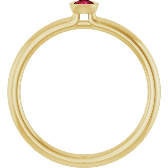 3 mm Natural Ruby Stackable Ring in 14K Yellow Gold — view 2