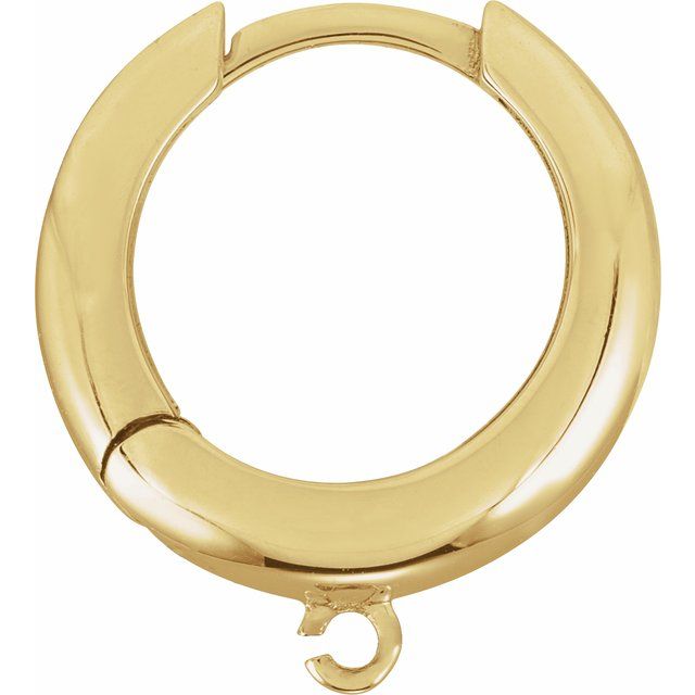 14K Yellow Puffed Lever Back Earring Top