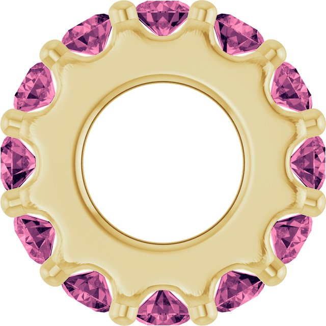 2 mm Natural Pink Tourmaline Spacer Charm/Pendant in 14K Yellow Gold — view 3