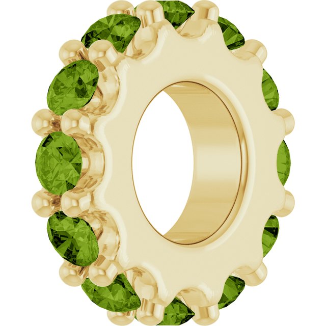 2 mm Natural Peridot Spacer Charm/Pendant in 14K Yellow Gold — view 2