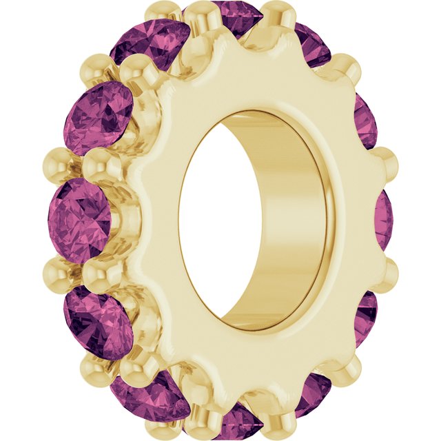 2 mm Natural Pink Tourmaline Spacer Charm/Pendant in 14K Yellow Gold — view 2