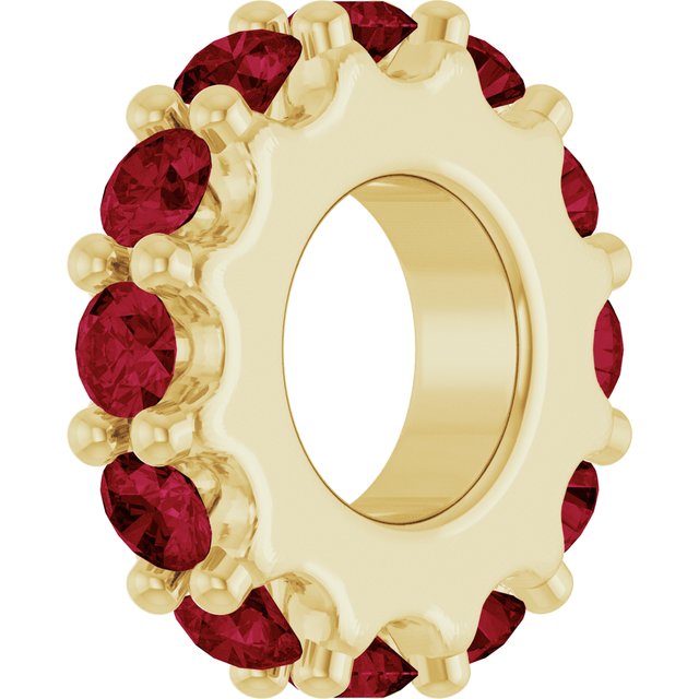 2 mm Natural Ruby Spacer Charm/Pendant in 14K Yellow Gold — view 2