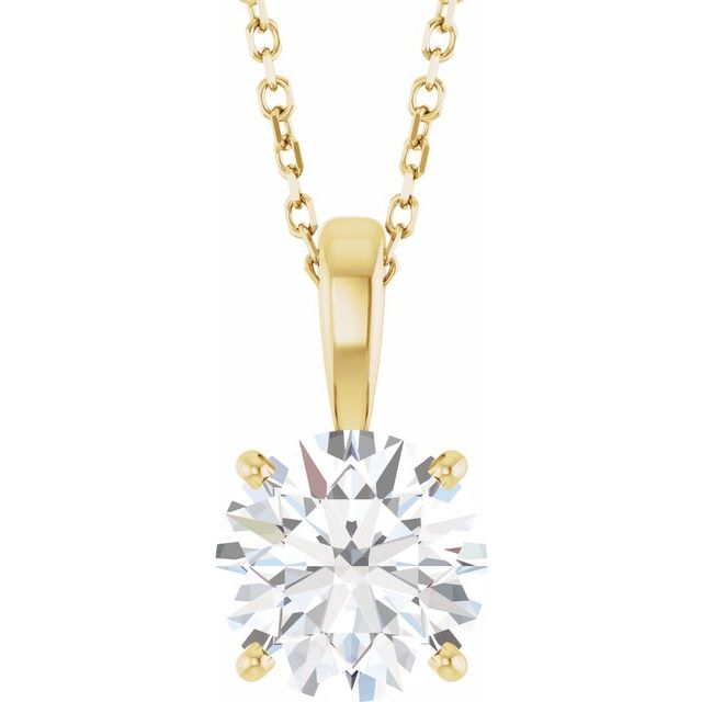 2 ct Lab-Grown Diamond Solitaire Necklace, 14K Yellow Gold, 18 in