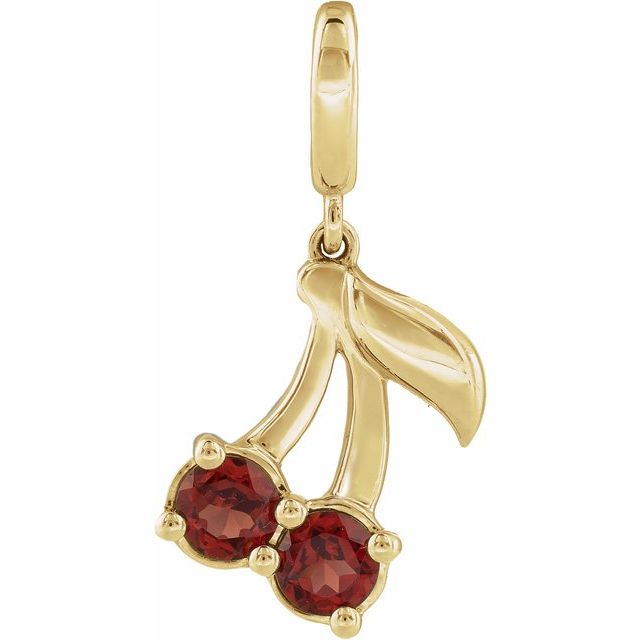 14K Yellow Natural Mozambique Garnet Two-Stone Cherry Charm/Pendant