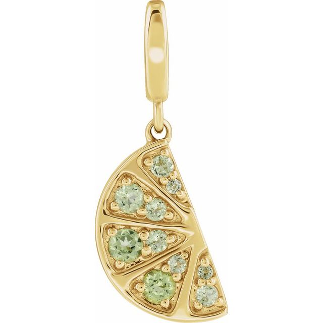 14K Yellow Natural Peridot Lime Wedge Charm/Pendant