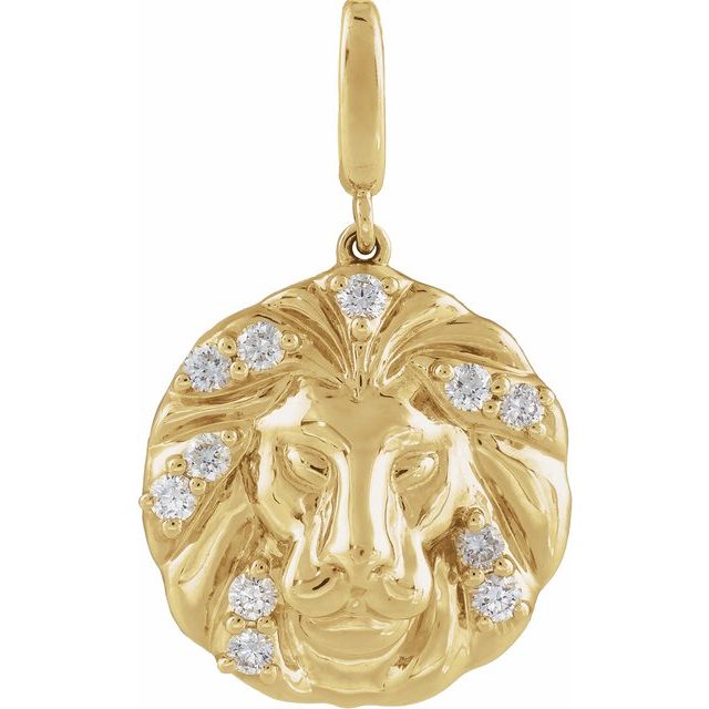 14K Yellow 1/5 CTW Natural Diamond Lion Charm/Pendant