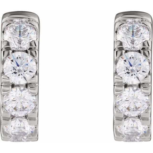 14K White 1 7/8 CTW Lab-Grown Diamond Hinged 14.7 mm Hoop Earrings