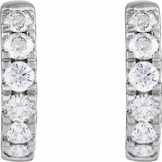 14K White 1 7/8 CTW Lab-Grown Diamond Hinged 19.45 mm Hoop Earrings