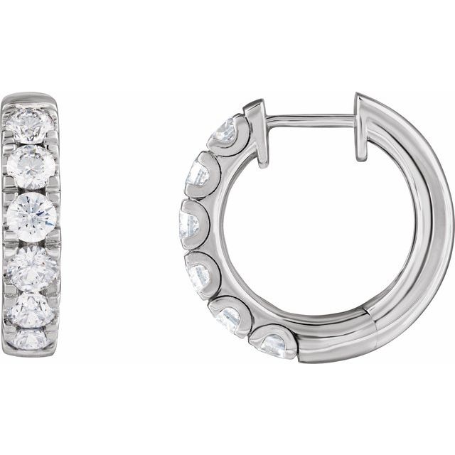 14K White 1 7/8 CTW Lab-Grown Diamond Hinged 19.45 mm Hoop Earrings