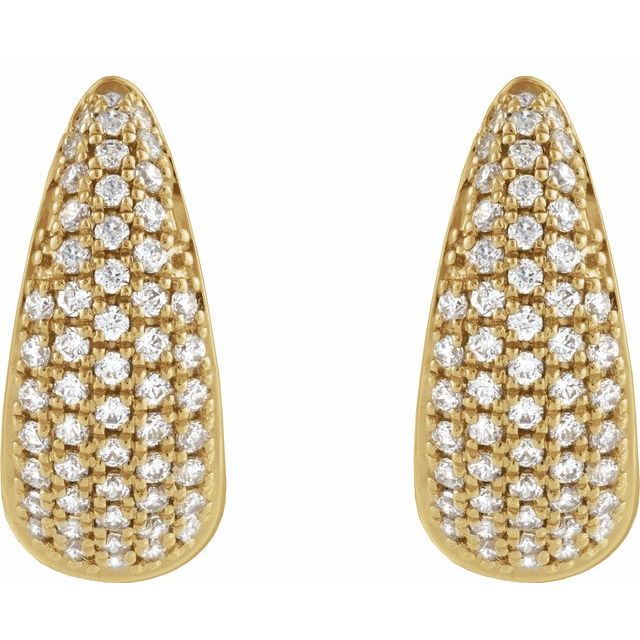 14K Yellow 1/2 CTW Natural Diamond Hinged 14.75 mm Hoop Earrings