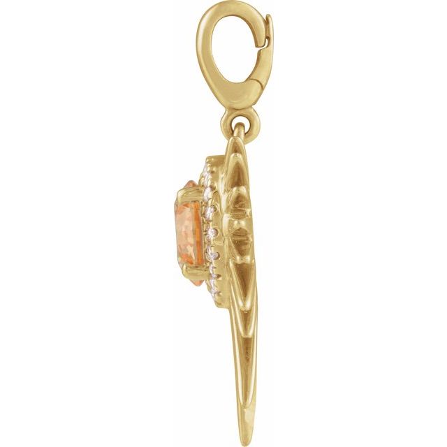 14K Yellow Natural Citrine & 1/10 CTW Natural Diamond Halo-Style Sun Charm/Pendant
