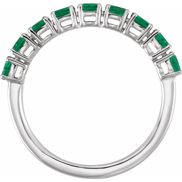 14K White Lab-Grown Emerald & 9/10 CTW Lab-Grown Diamond Ring