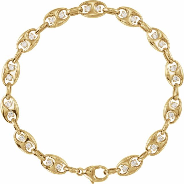 14K Yellow 1 CTW Lab-Grown Diamond Mariner Link 7 1/2" Bracelet