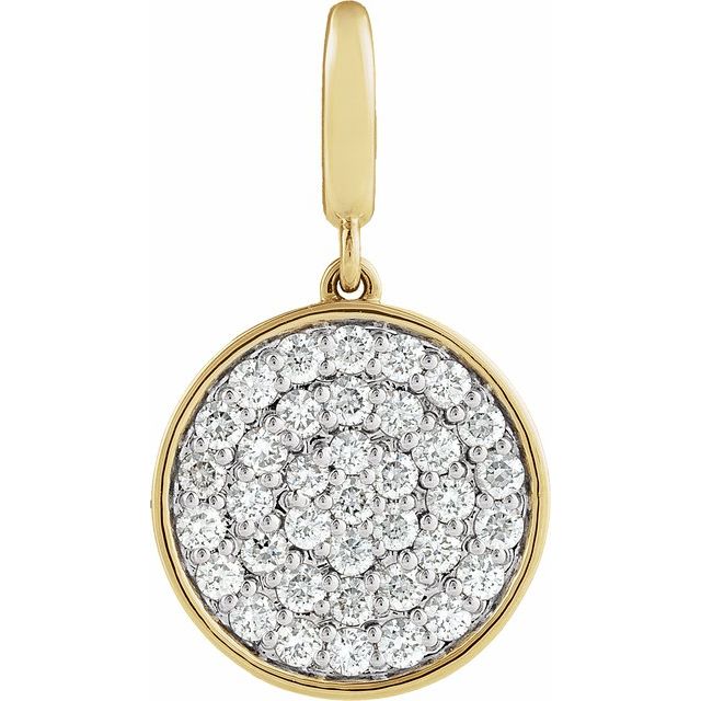 14K Yellow Gold 1/2 CTW Natural Diamond Pavé-Style Disc Charm/Pendant