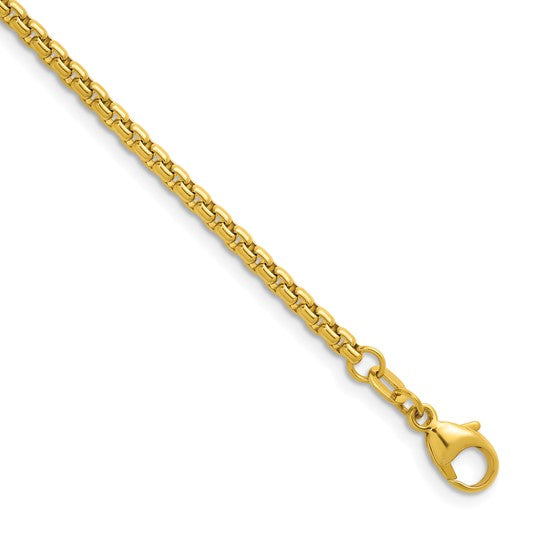 Solid 14k Yellow Gold Round Box Chain 24 in