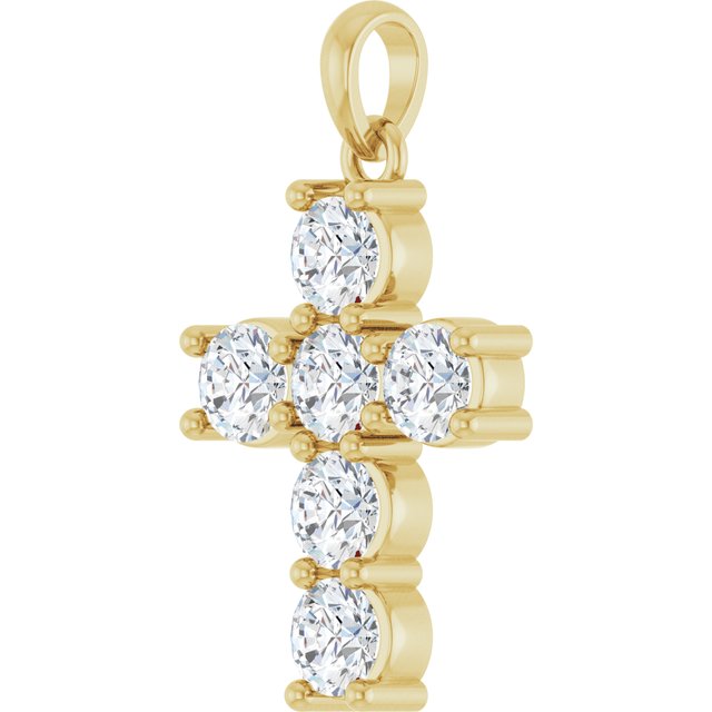 14K Yellow 1 CTW Natural Diamond Cross Pendant