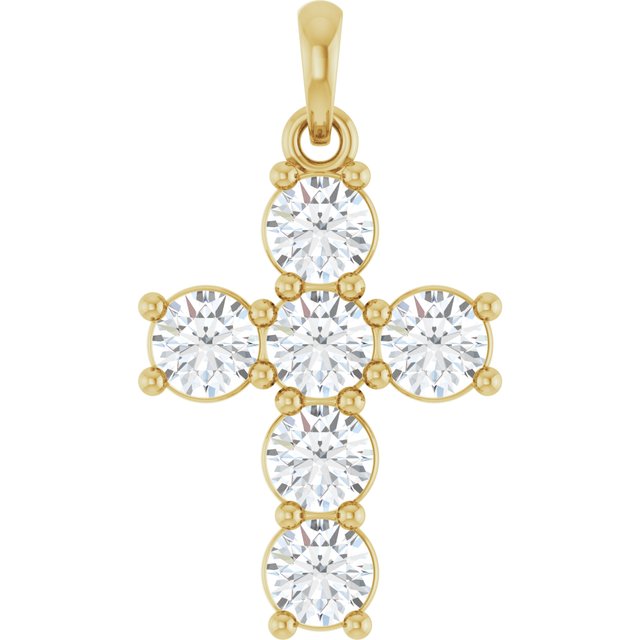 14K Yellow 1 CTW Natural Diamond Cross Pendant