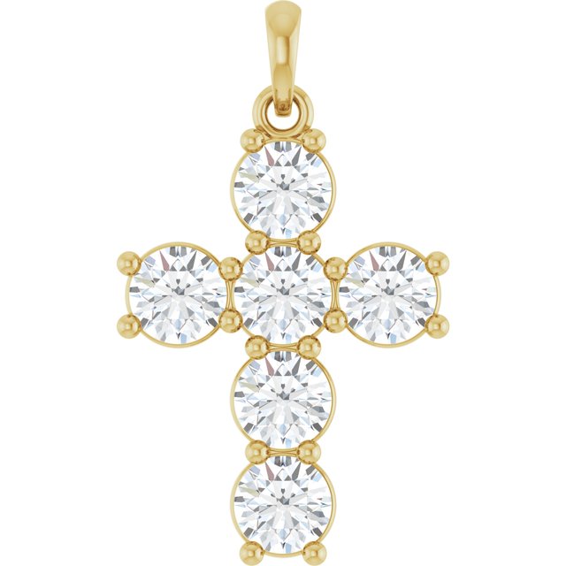 14K Yellow 1 1/2 CTW Natural Diamond Cross Pendant