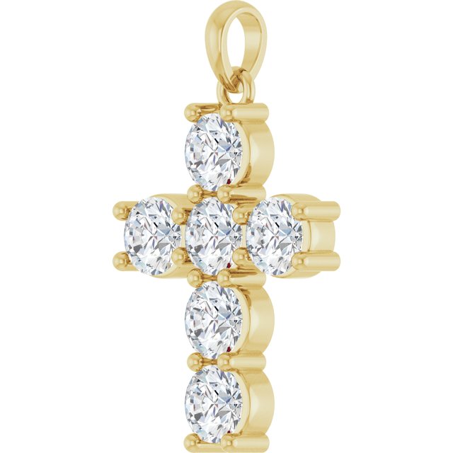 14K Yellow 1 1/2 CTW Natural Diamond Cross Pendant