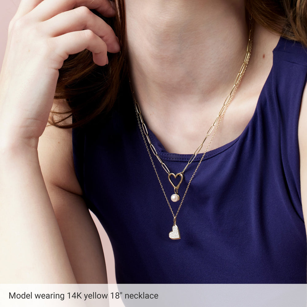 
                  
                    Radiant 14K Yellow Gold Heart Charm Necklace, 18-Inch Paperclip Chain, Polished
                  
                
