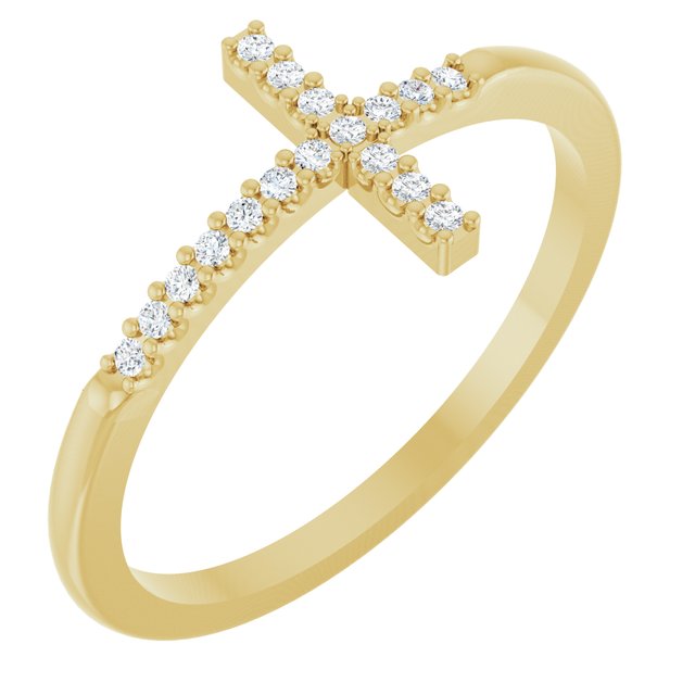 0.06 CTW Natural Diamond Sideways Cross Ring in 14K Yellow Gold, view 1