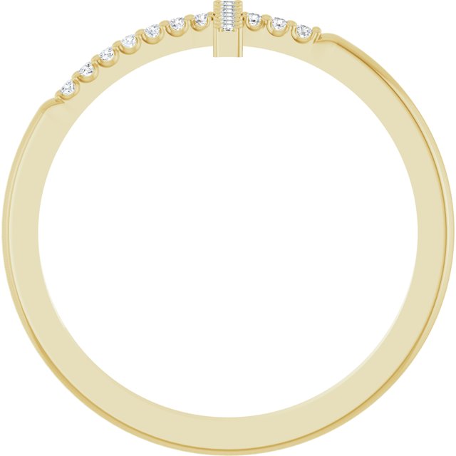 0.06 CTW Natural Diamond Sideways Cross Ring in 14K Yellow Gold, view 2