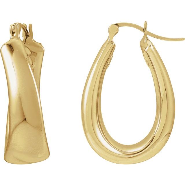25 × 20 mm Electroform Puffed Teardrop Hoop Earrings in 14K Yellow Gold