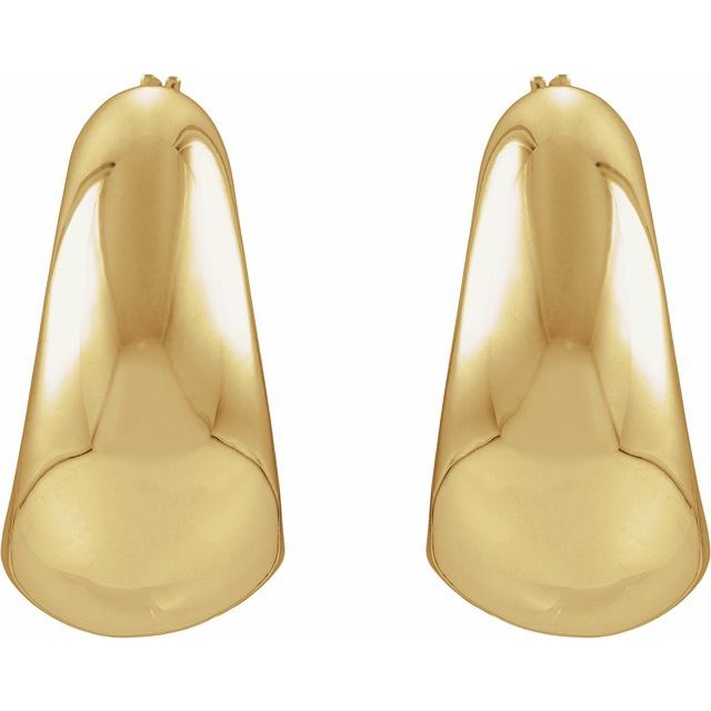 25 × 14 mm Electroform Puffed Hoop Earrings in 14K Yellow Gold — view 2
