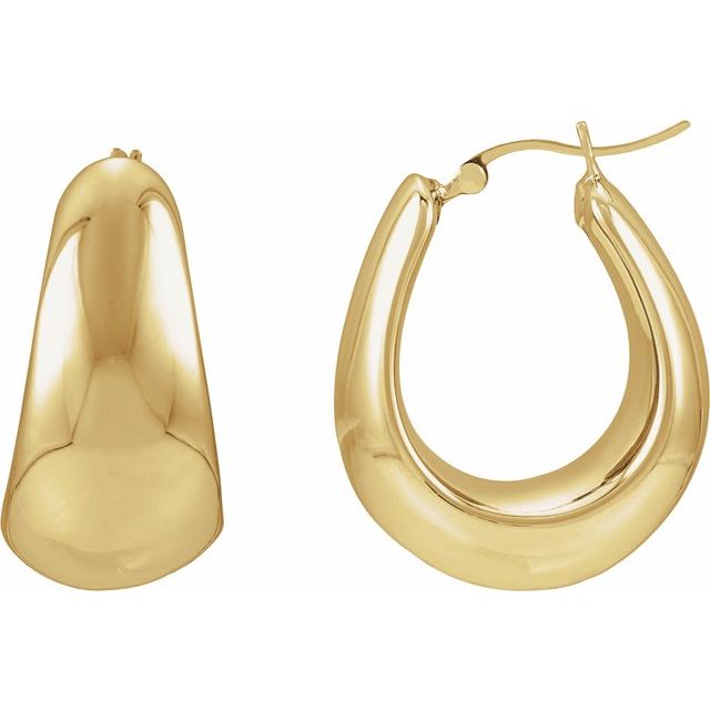 25 × 14 mm Electroform Puffed Hoop Earrings in 14K Yellow Gold