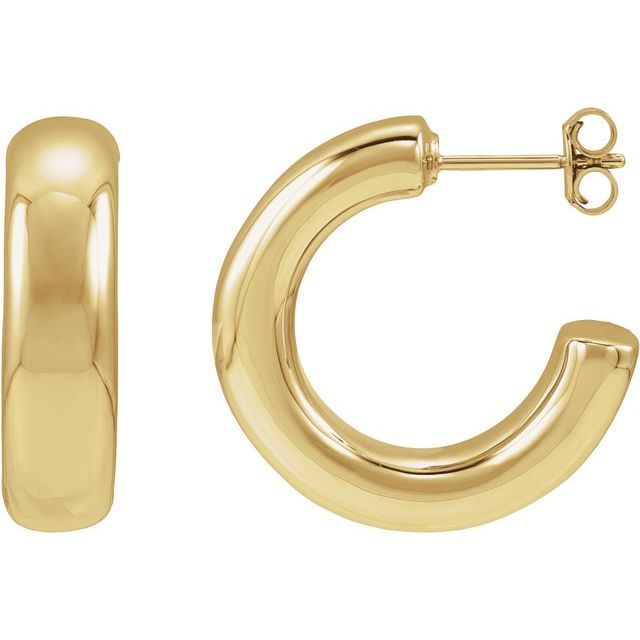 25 × 6.6 mm Electroform Puffed Hoop Earrings in 14K Yellow Gold