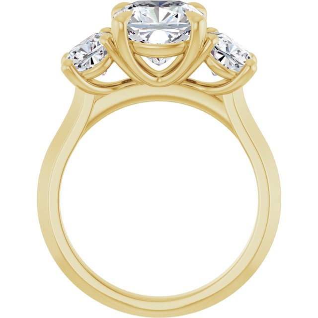 Approx. 2 1/2 CT Old-Mine Lab-Grown Diamond Three-Stone Ring in 14K Yellow Gold, view 2