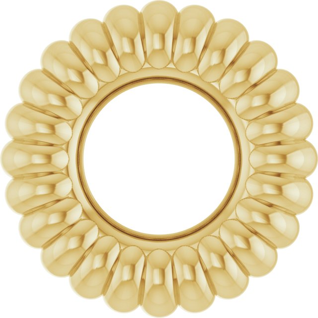 Fluted Roundel Charm/Pendant in 14K Yellow Gold