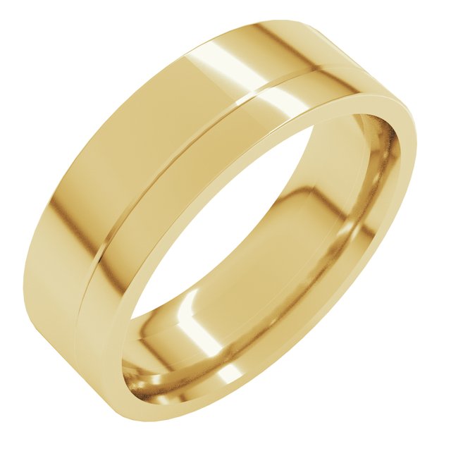 7 mm Flat Edge Band in 14K Yellow Gold