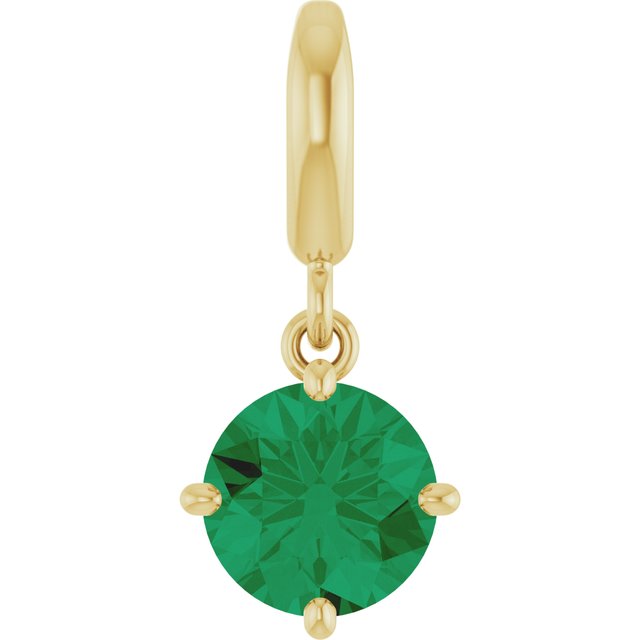 6 mm Lab-Grown Emerald Charm/Pendant in 14K Yellow Gold — view 2