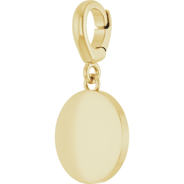 19.5 × 10 mm Engravable Disc Charm/Pendant in 14K Yellow Gold — view 2