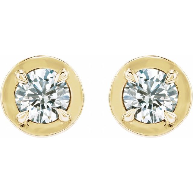 1 ctw Lab-Grown Diamond Stud Earrings in 14K Yellow Gold — view 2