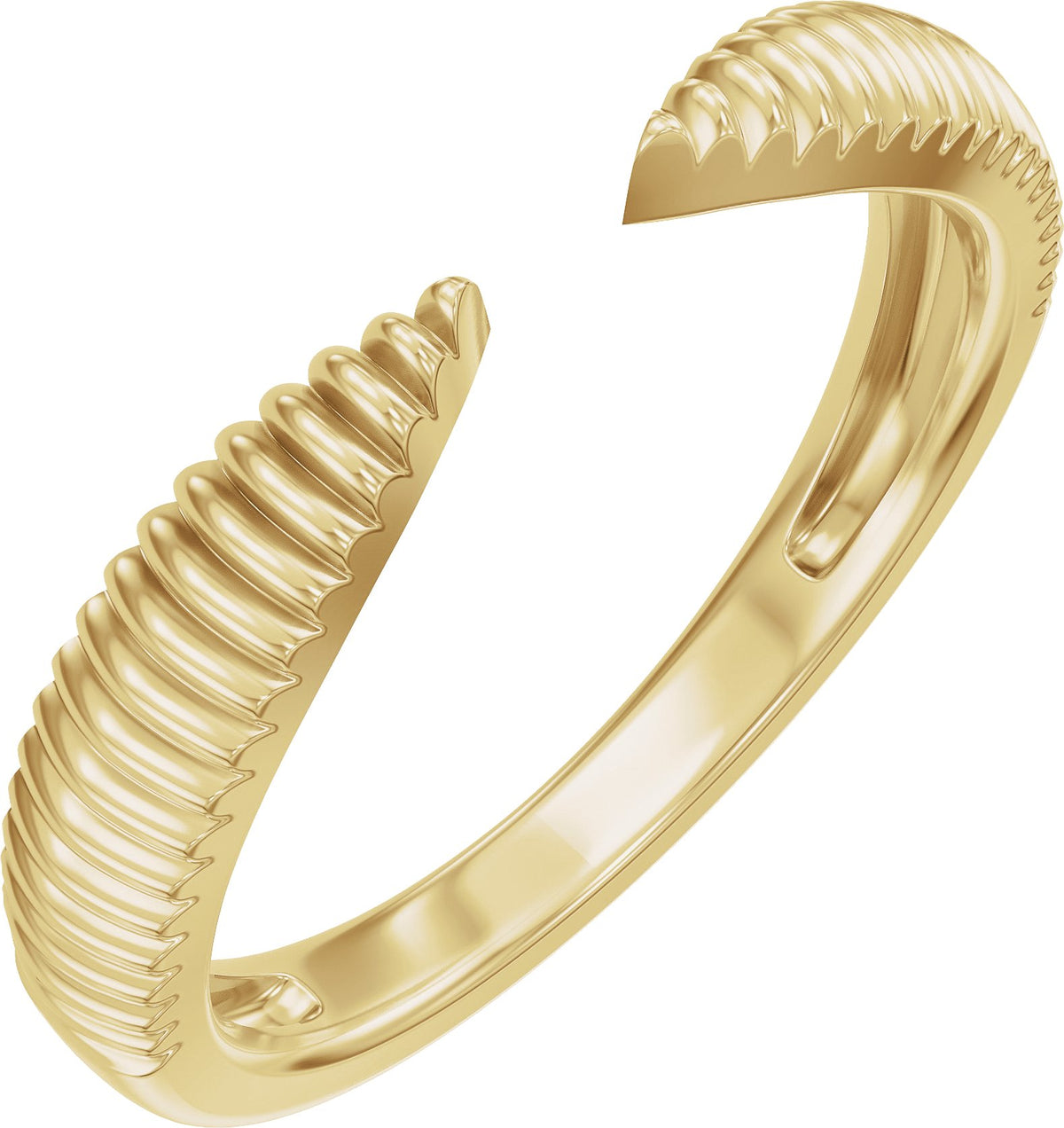 14K Yellow Gold Ridged Open Band