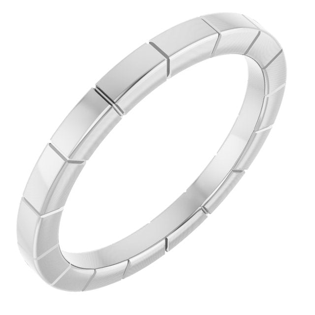 2 mm Fluted Band in 14K White Gold — view 2