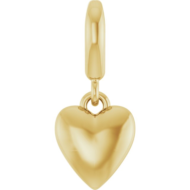 Puffed Heart Charm/Pendant in 14K Yellow Gold