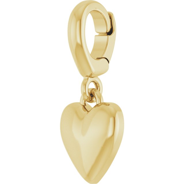 Puffed Heart Charm/Pendant in 14K Yellow Gold — view 2