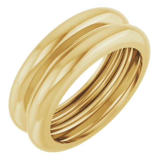 7 mm Lightweight Grooved Dome Stackable Ring in 14K Yellow Gold