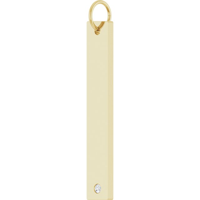 .03 ct Lab-Grown Diamond Engravable Bar Pendant, 14K Yellow Gold, 33.6 x 5 mm — view 2