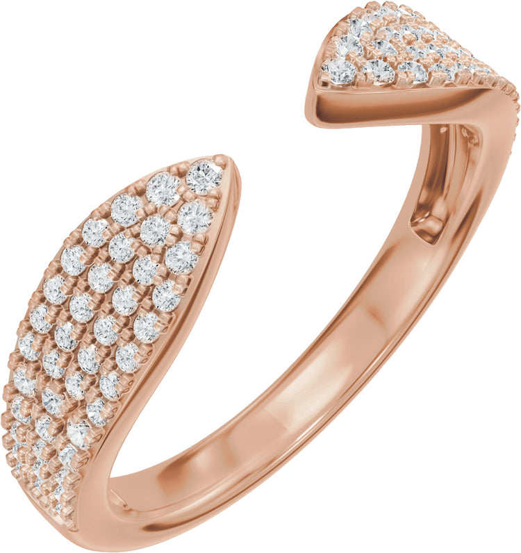 14K Rose Gold 1/3 CTW Lab-Grown Diamond Pave'-Style Open Band