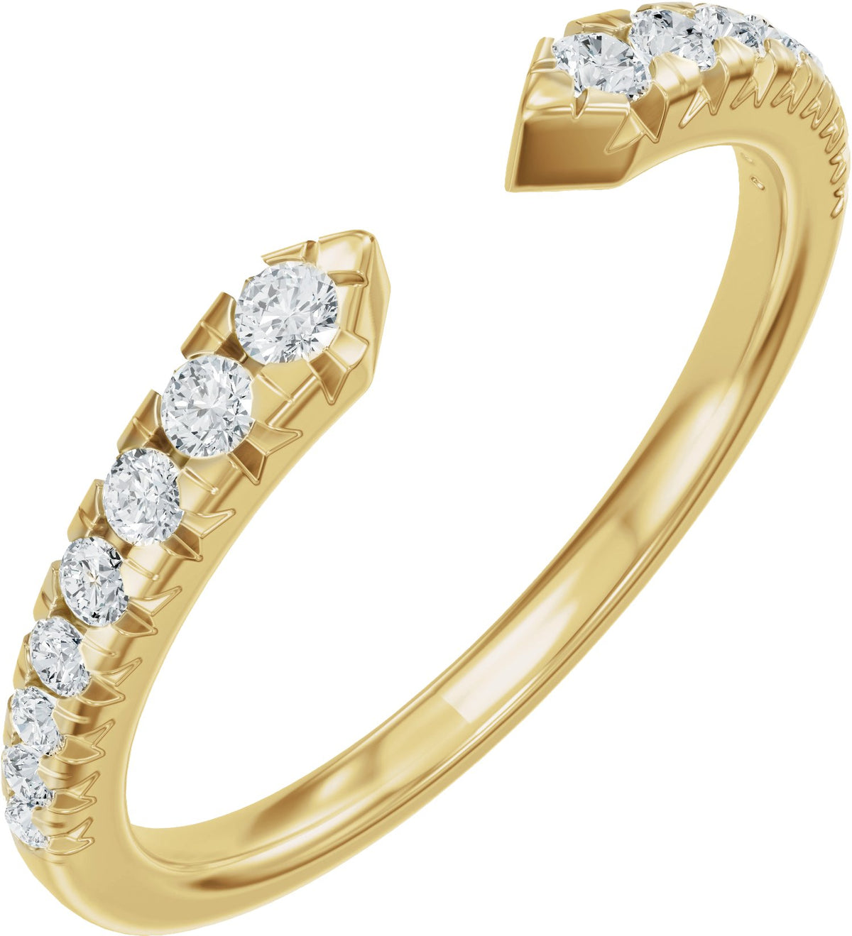 14K Yellow Gold 1/4 CTW Natural Diamond French-Set Open Band