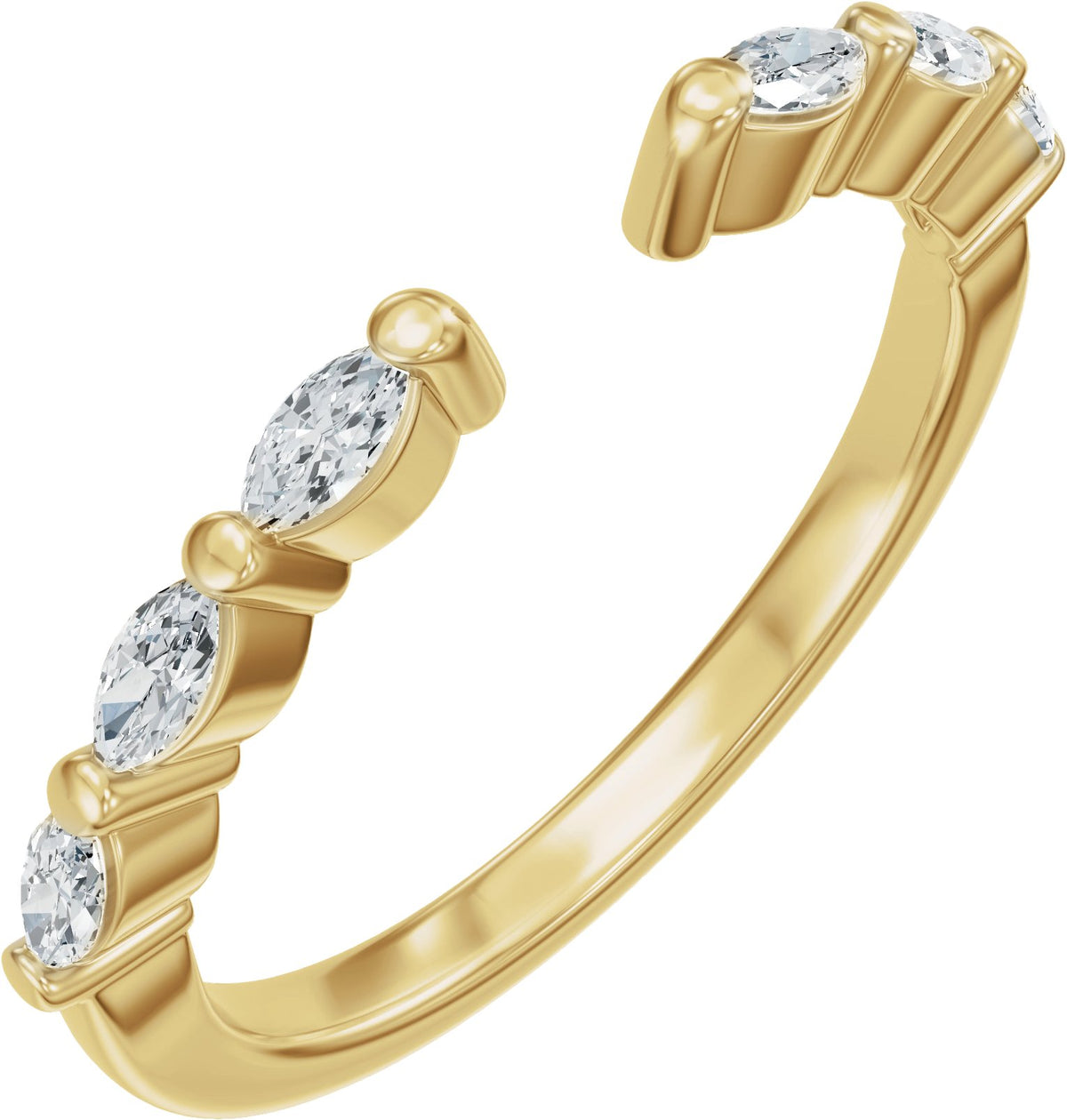 14K Yellow Gold 1/3 CTW Natural Diamond Vintage-Inspired Open Band